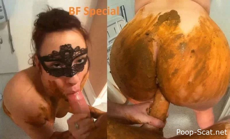 Big shit sticks out of girl asshole in the toilet. FSpec-786 - Madly Delicious Scat, Rarity Scat, Pregnant Scat