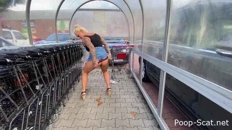 Devil Sophie - Mega Public in the shopping carts shit and filthy horny - Eat Jam With Shit, Poop Tasting, Toilet Fetish