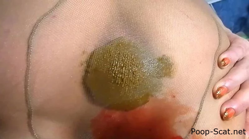 blood, pee, shit in pantyhose - Dirty barbara - Popping, Pooped Panties, Dick In Shit